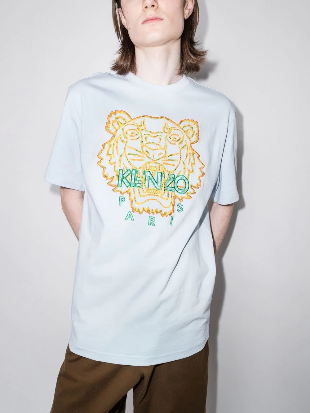 Tiger-embroidered cotton T-shirt - 2