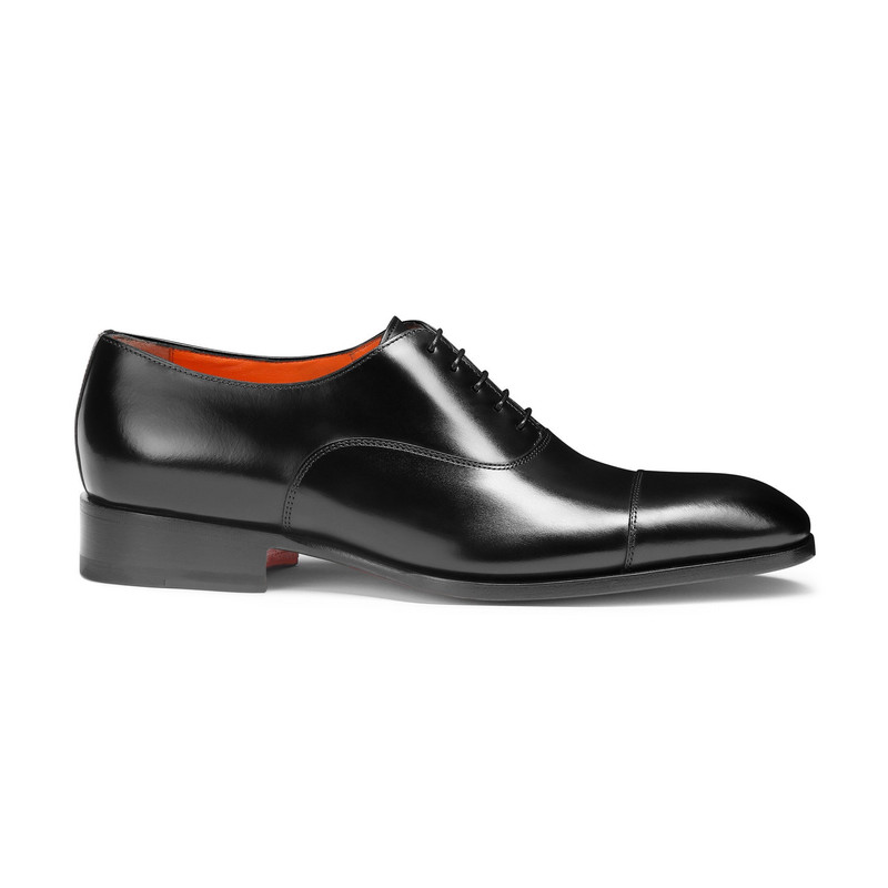 Men's polished black leather Oxford shoe - 1