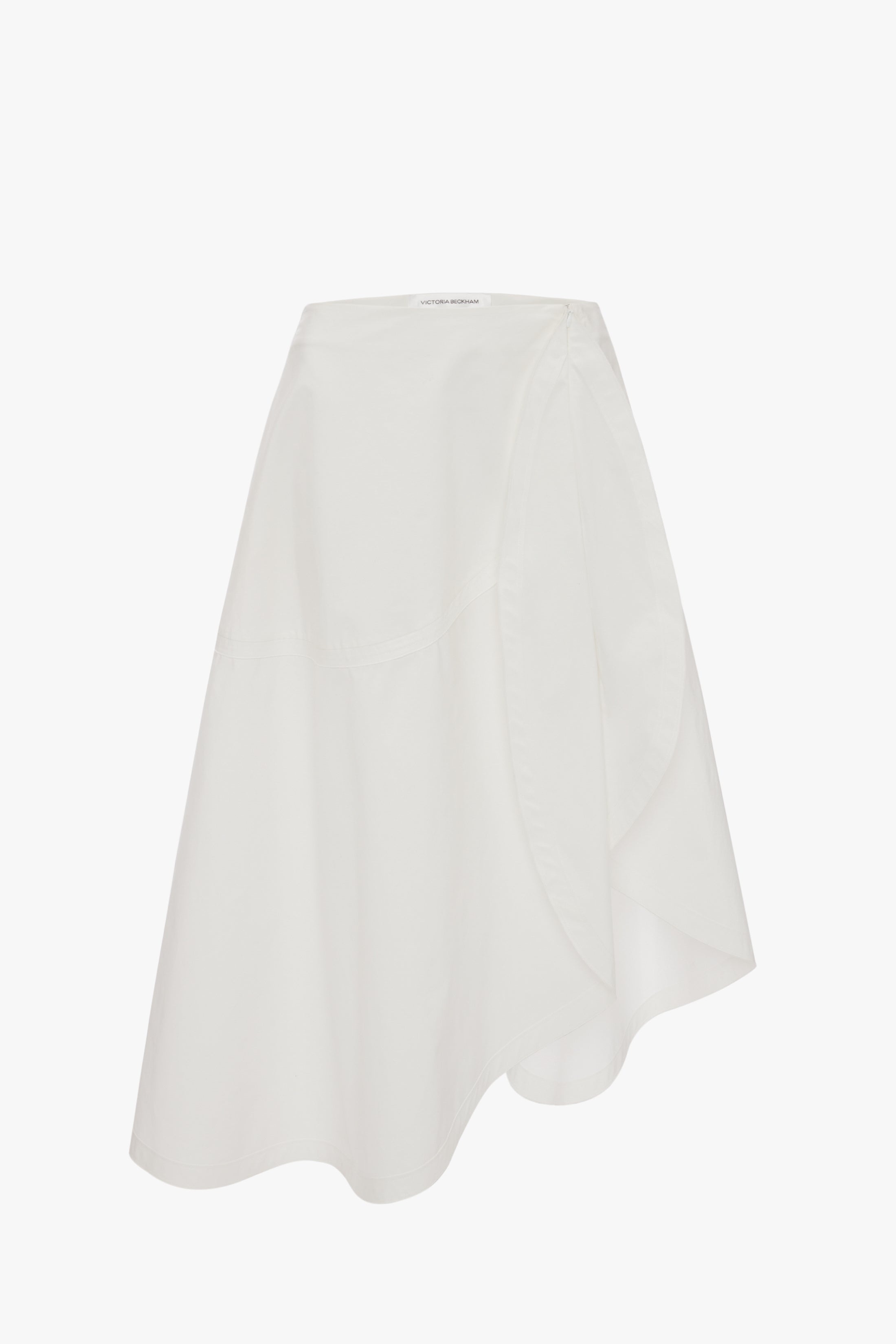 Stretch Cotton Structured Circle Skirt In White - 1