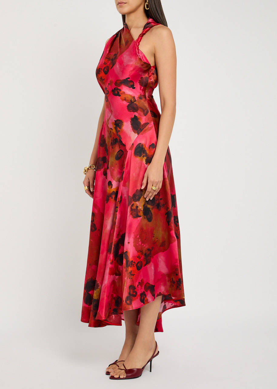 Victoria Beckham Asymmetric Silk Midi Dress - 2