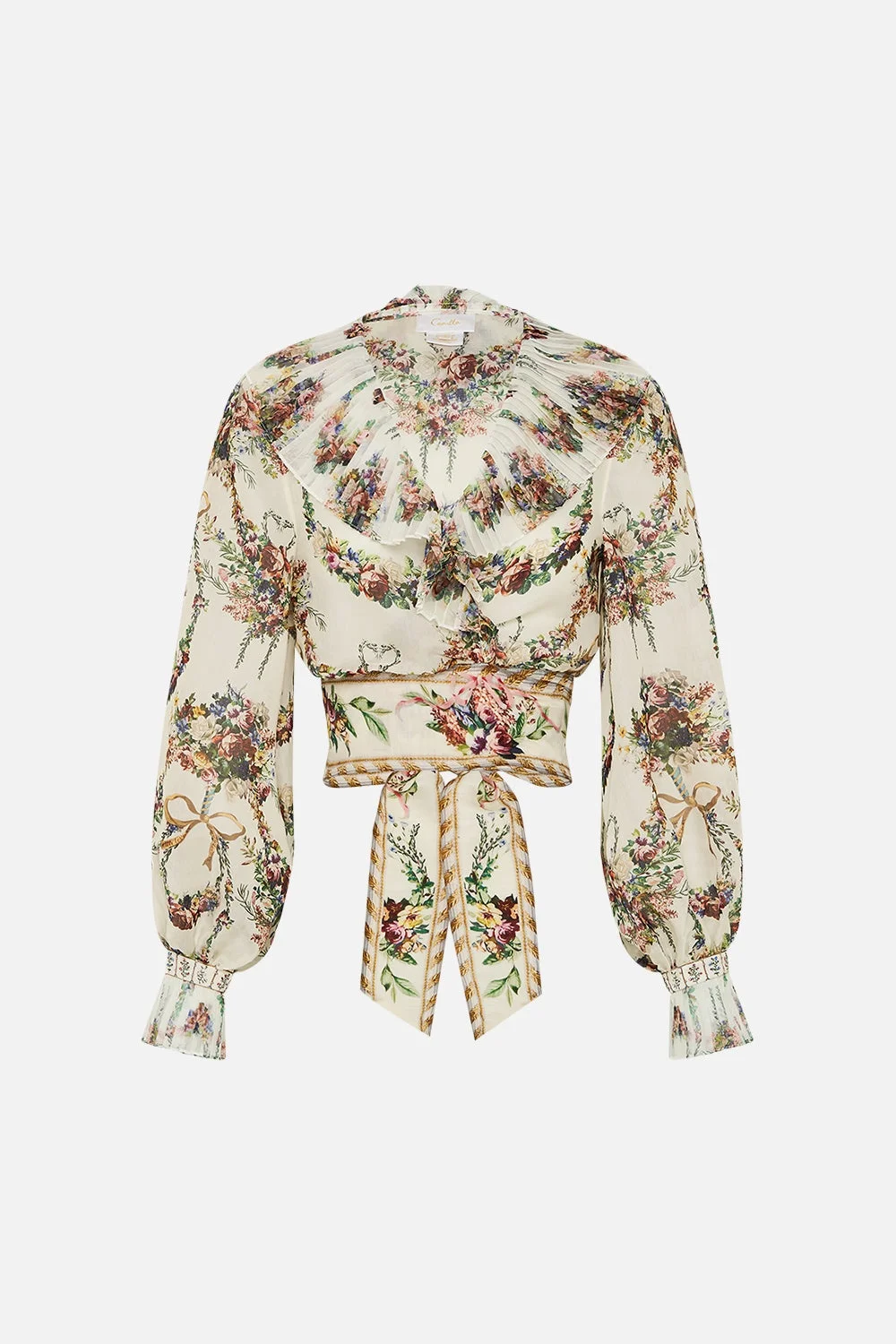 CROPPED WRAP TOP WITH PLEATED DETAIL - 1