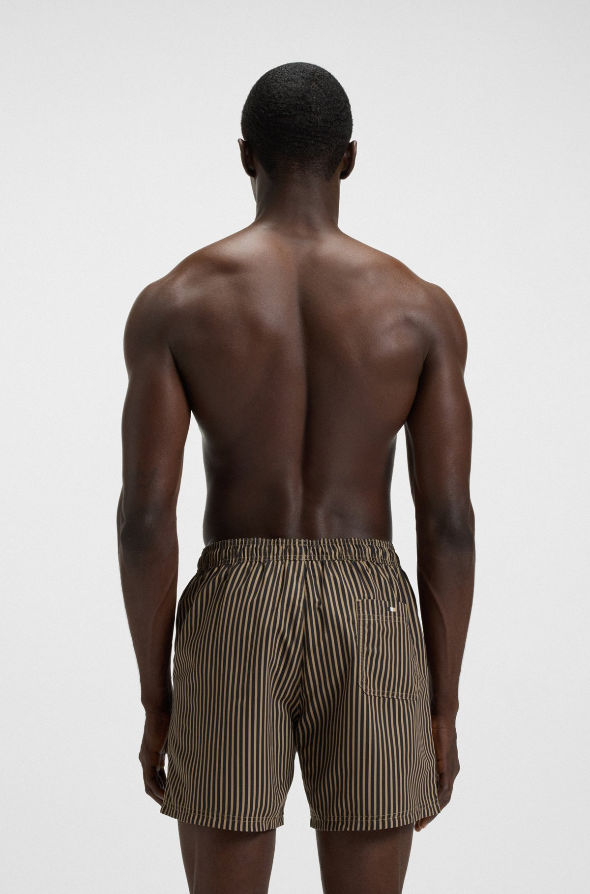STRIPED SWIM SHORTS WITH LOGO DETAILS - 4