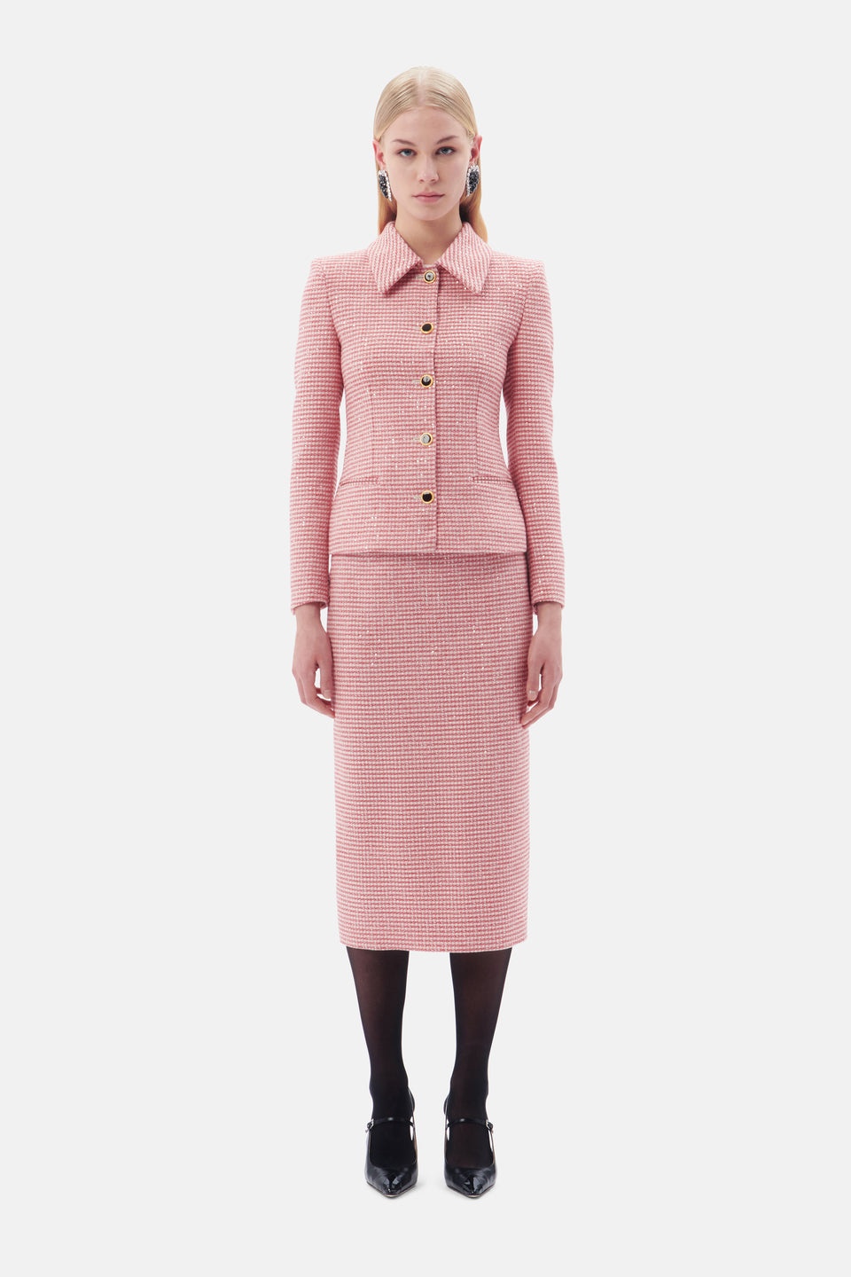 VICHY SEQUIN TWEED JACKET - 4