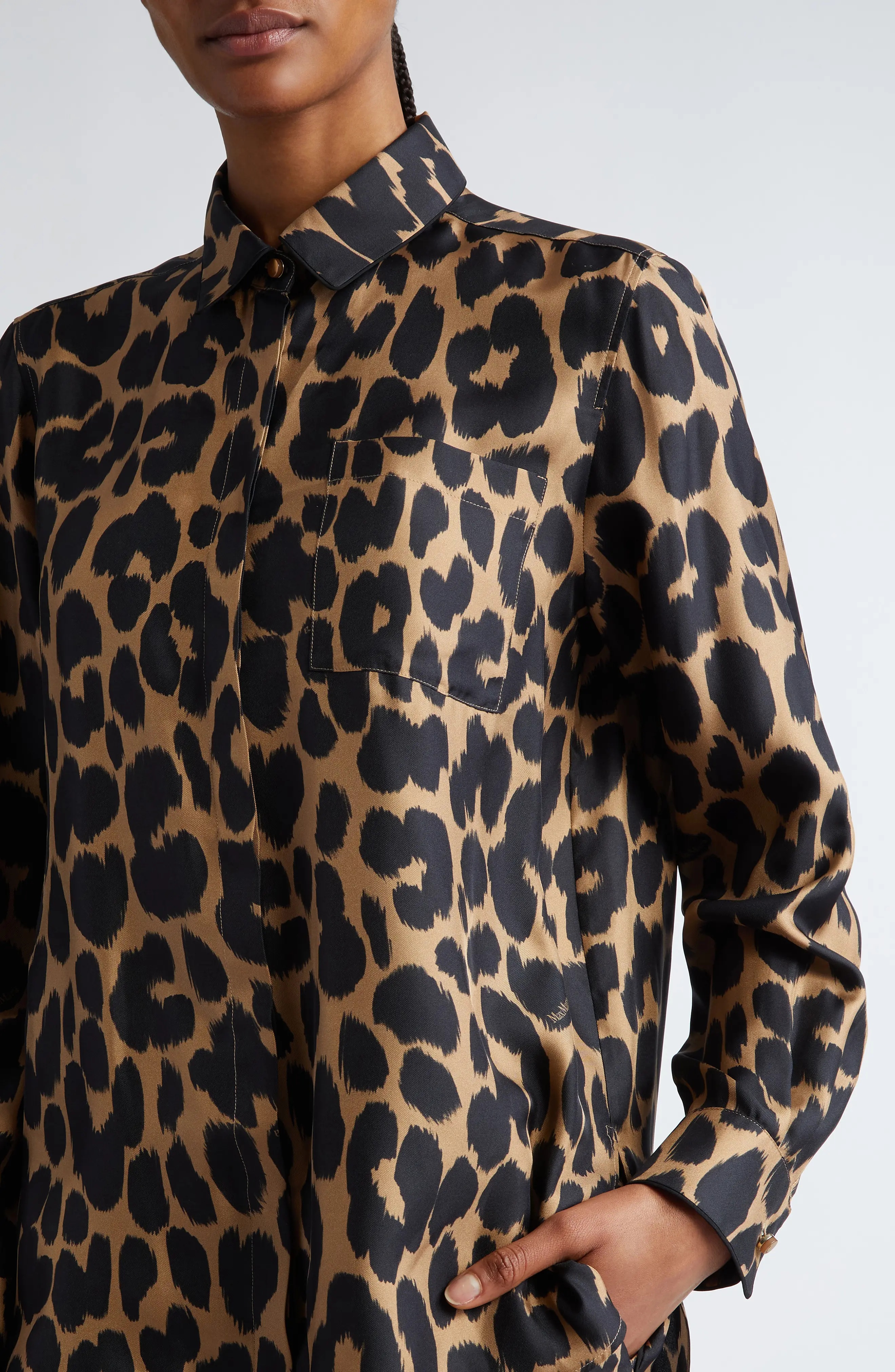 Etna Leopard print Silk Button-Up Shirt - 5