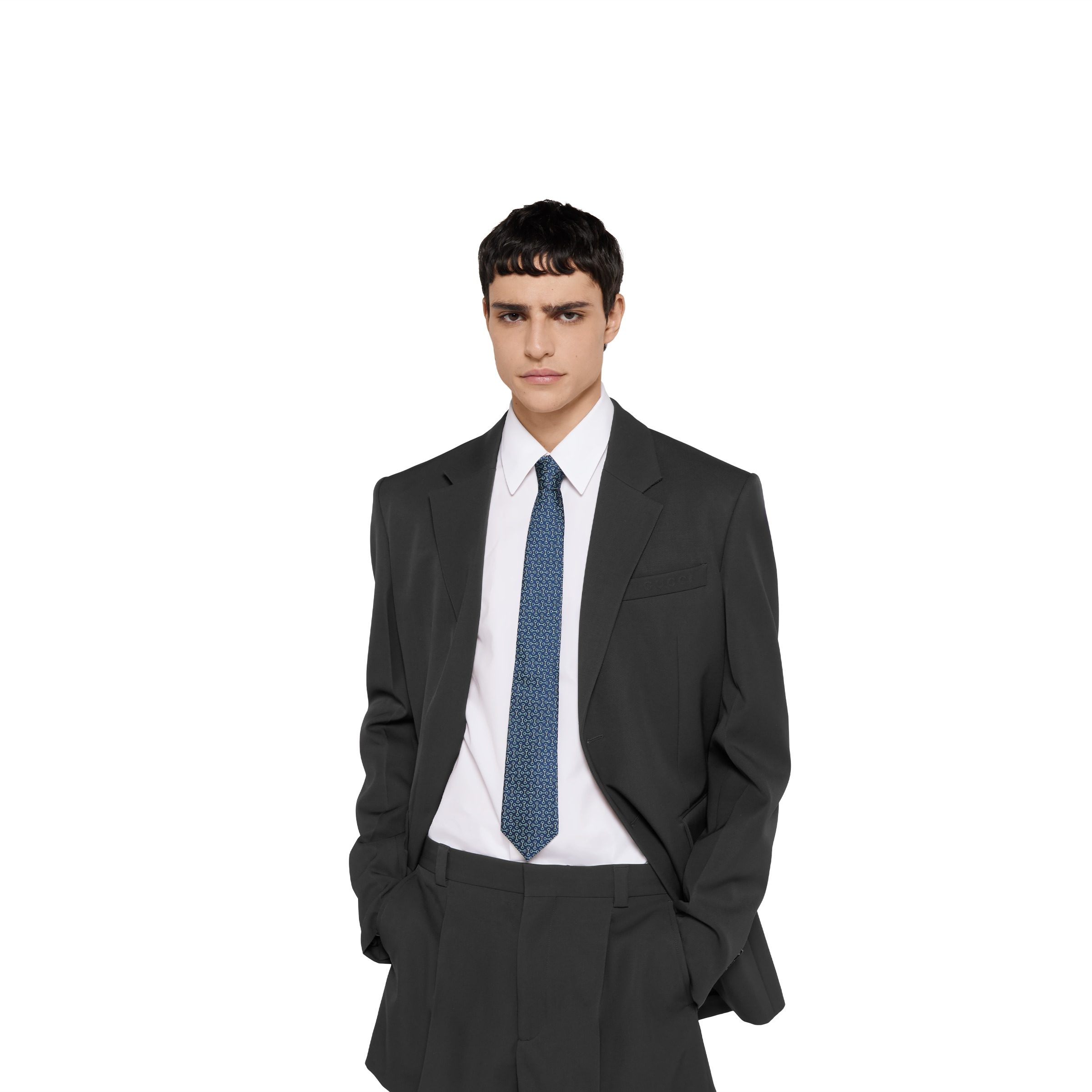 Horsebit silk jacquard tie - 3