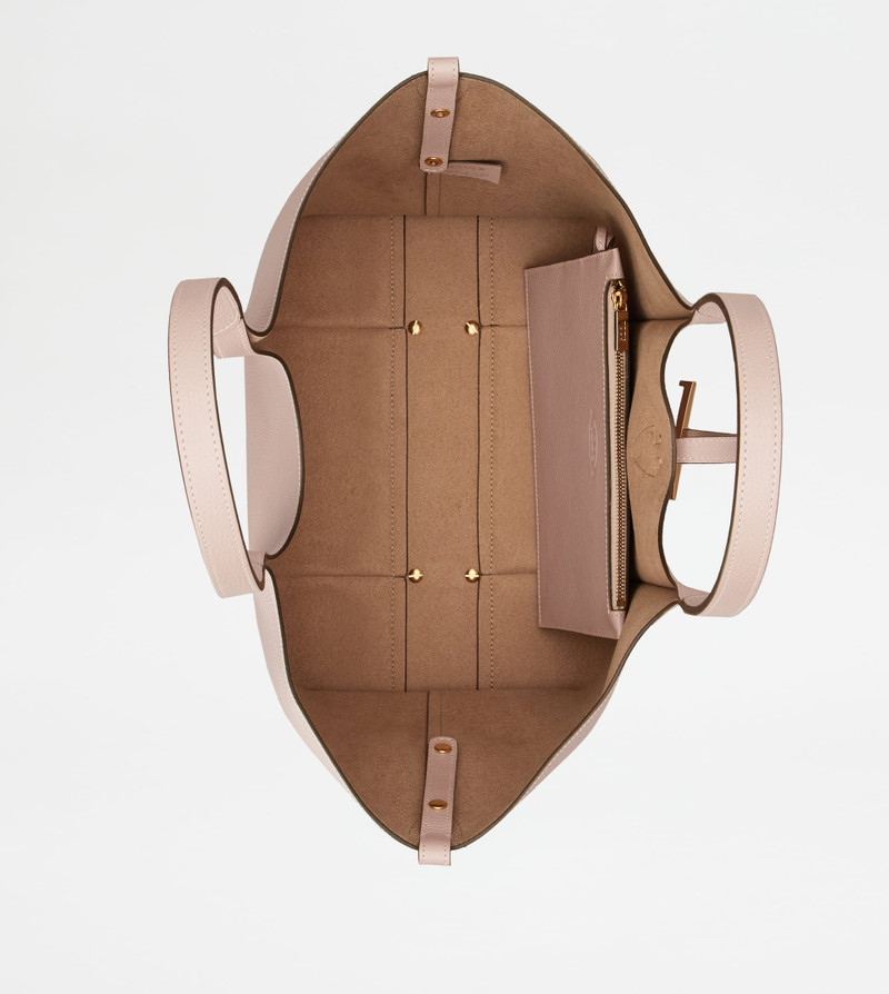 T TIMELESS SHOPPING BAG IN LEATHER SMALL - PINK 4