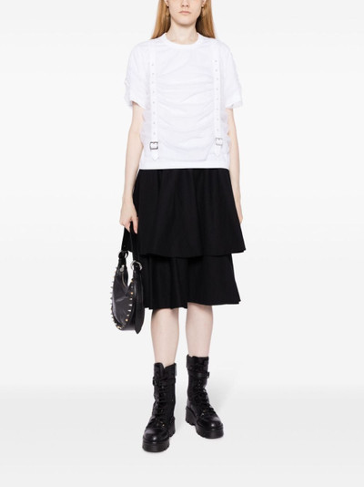Noir Kei Ninomiya buckle-embellished tulle-overlay T-shirt outlook