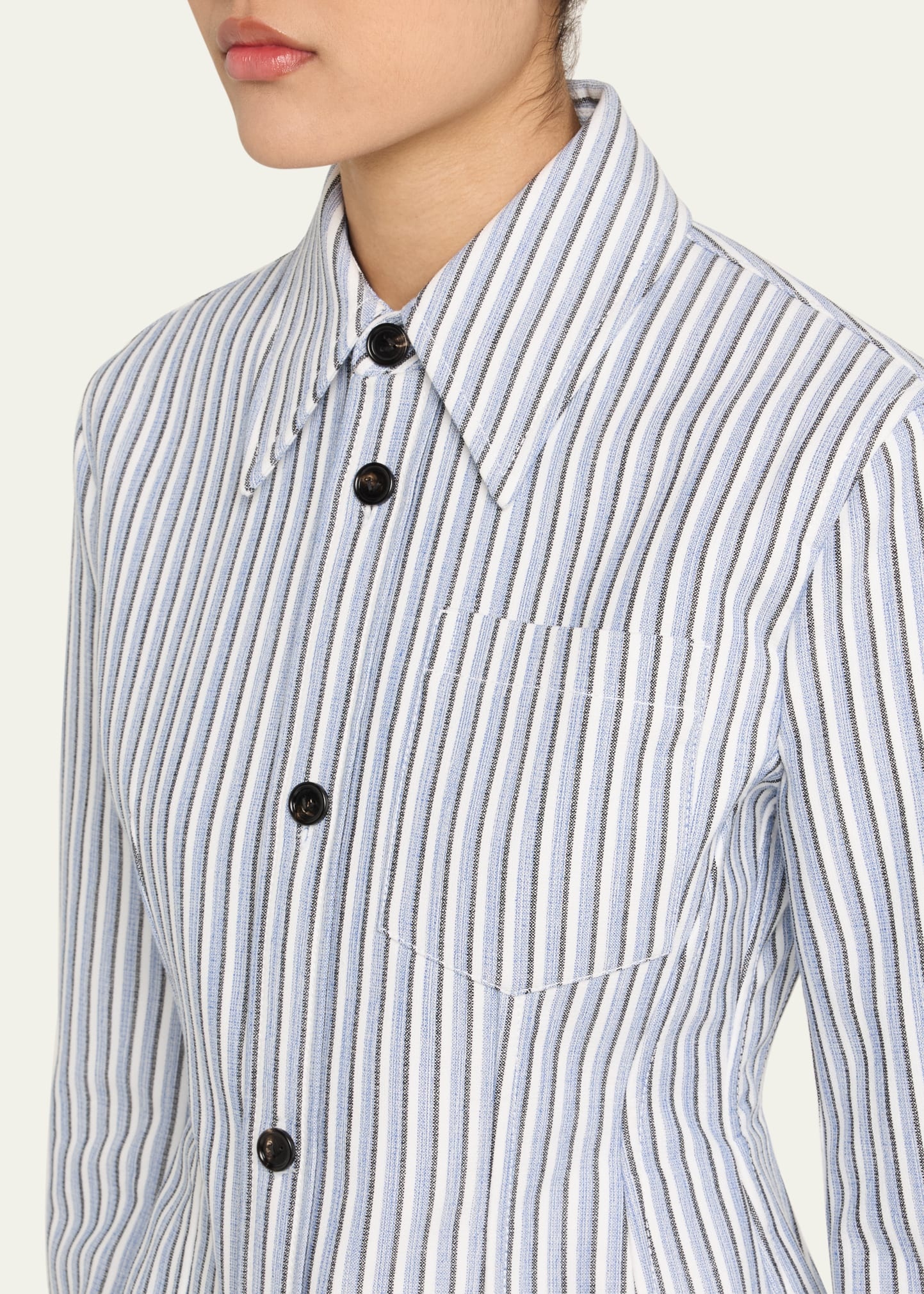 Structured Cotton Stripe Jacket - 5