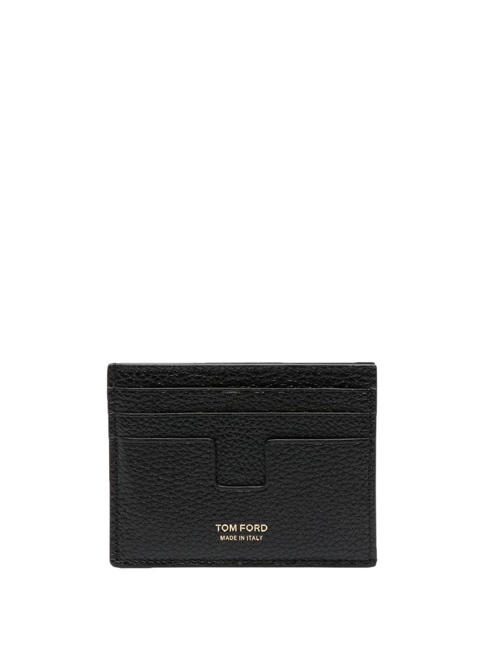 logo-print grained-leather cardholder - 1