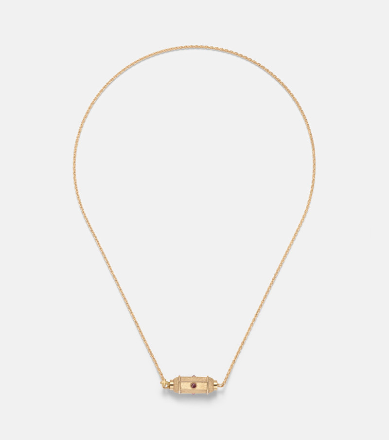 Coco Micro 18kt gold locket necklace with rubies 1
