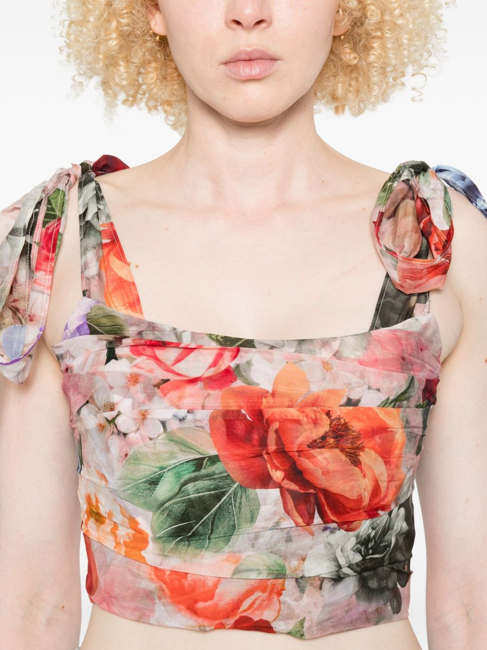 floral-print tie-details blouse - 5