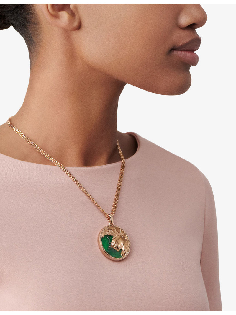 Van Cleef & Arpels Zodiaque Taurus 18ct Rose-Gold And Chromed Aventurine Pendant Necklace outlook