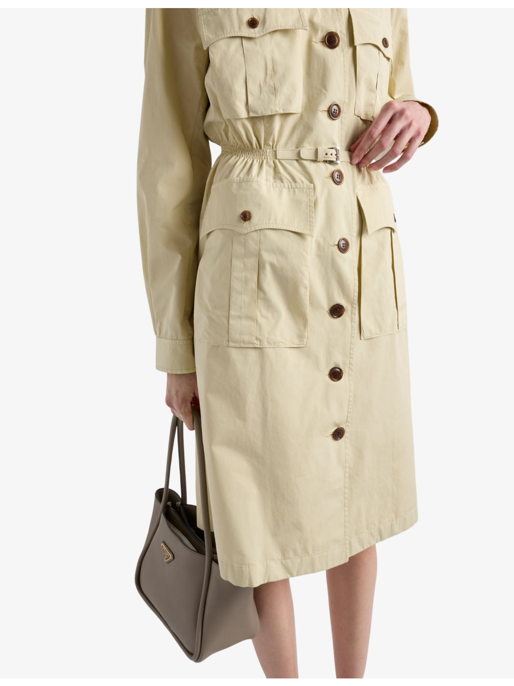 Flap-pocket shoulder-epaulette cotton-poplin midi dress - 3