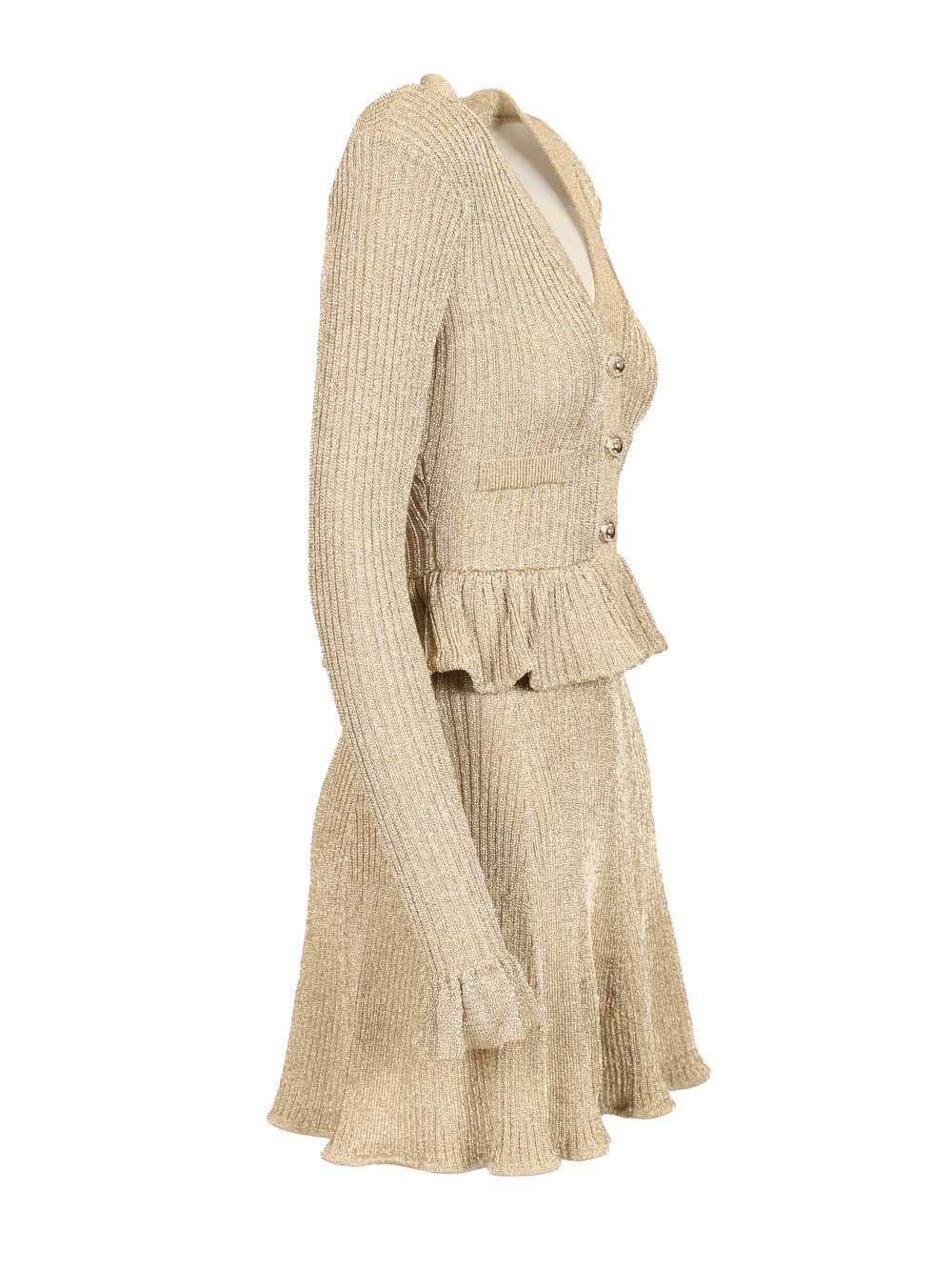Knitted Mini Dress Dresses Gold - 3