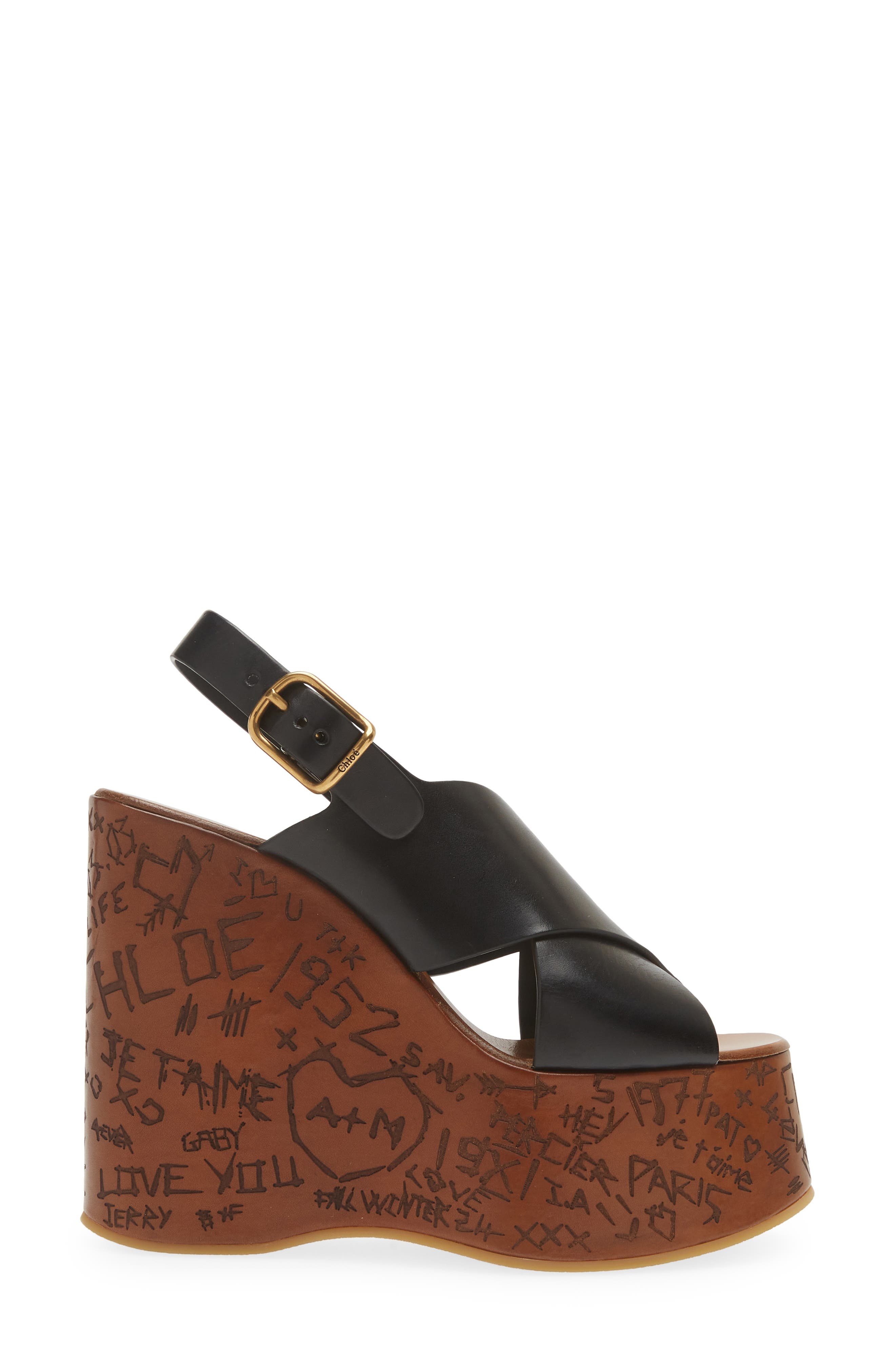 Chloé Maxime Wedge Sandal in 001 Black at Nordstrom - 3
