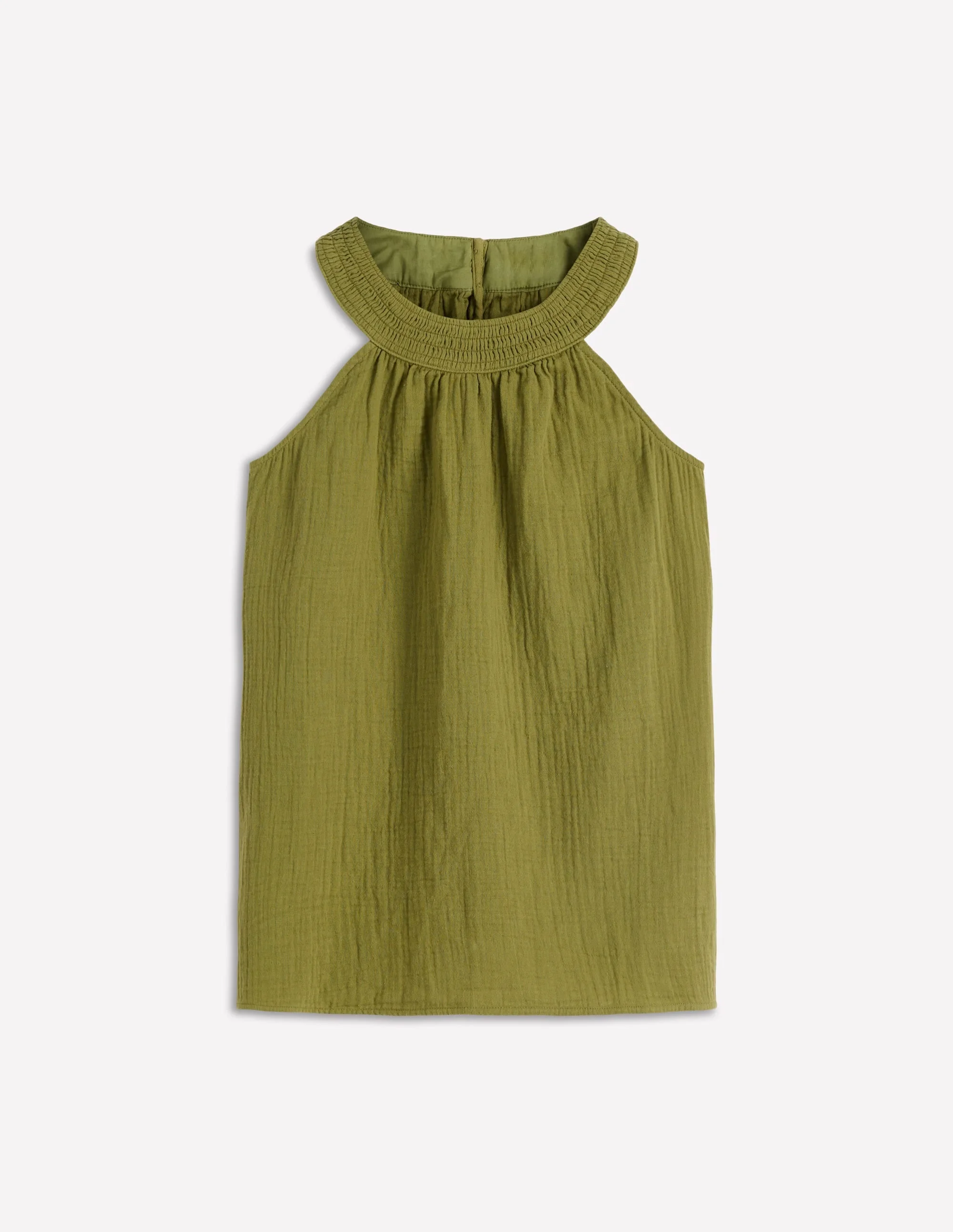 Halter-Neck Double Cloth Top-Woodland Green - 1