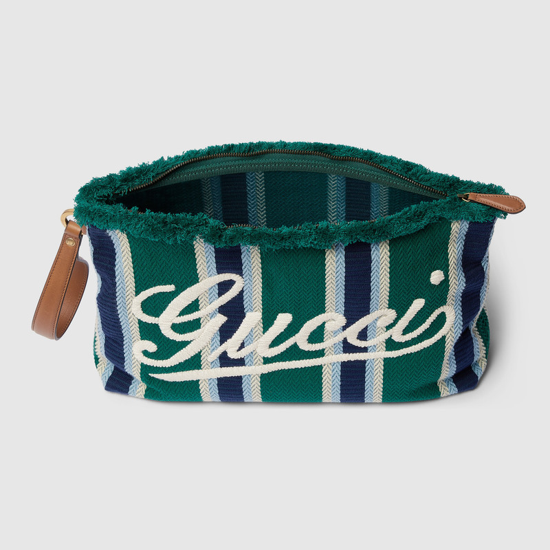 Large embroidered canvas pouch 9