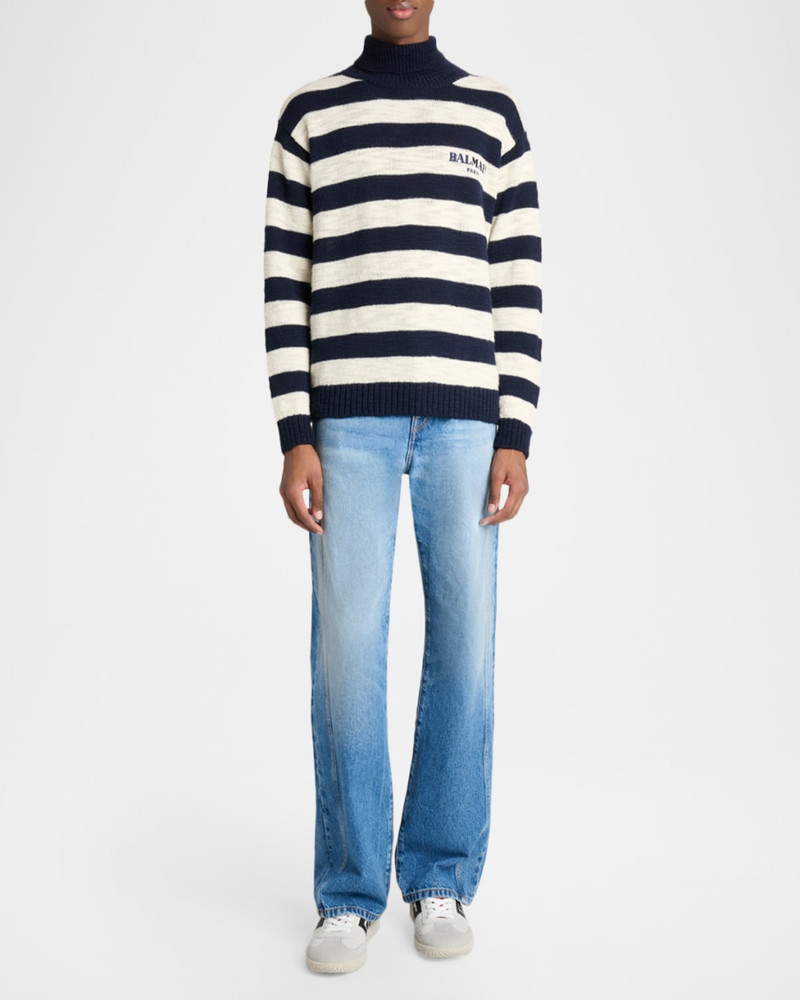 Balmain Men's Mariniere Stripe Wool Knit Turtleneck Sweater outlook
