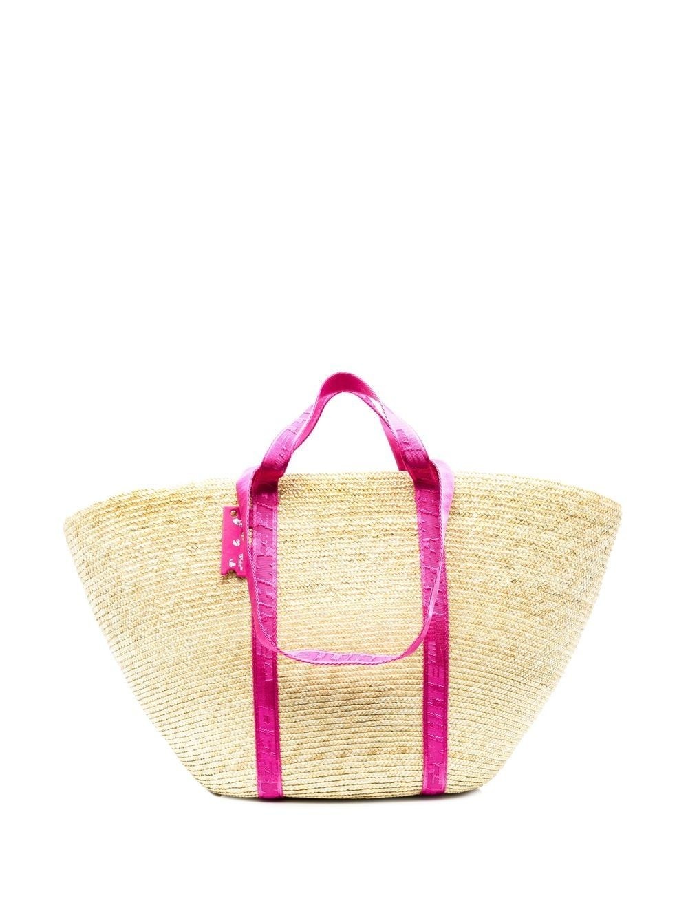 Industrial-strap straw tote bag - 1