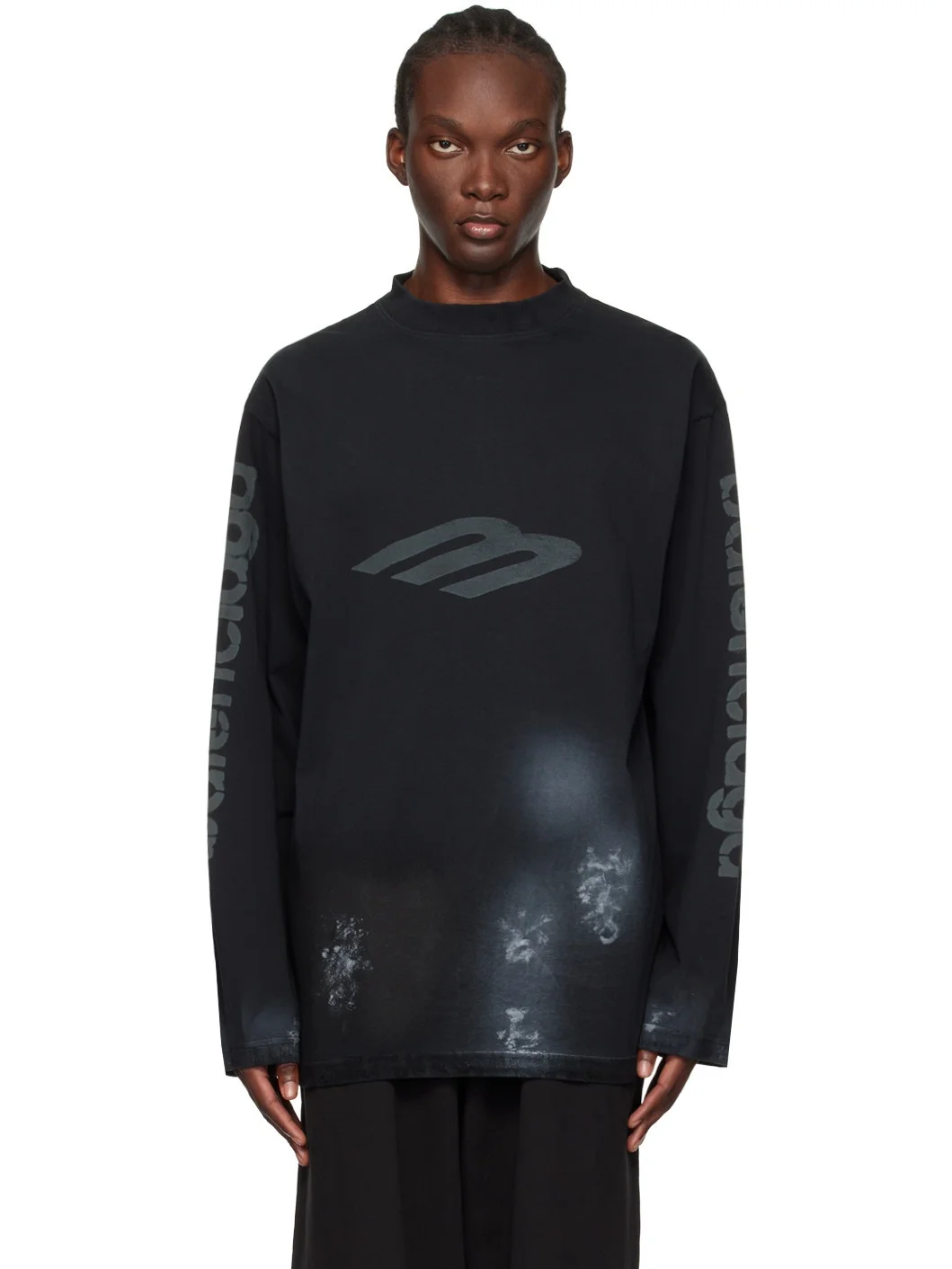 distressed logo-print jumper - 1