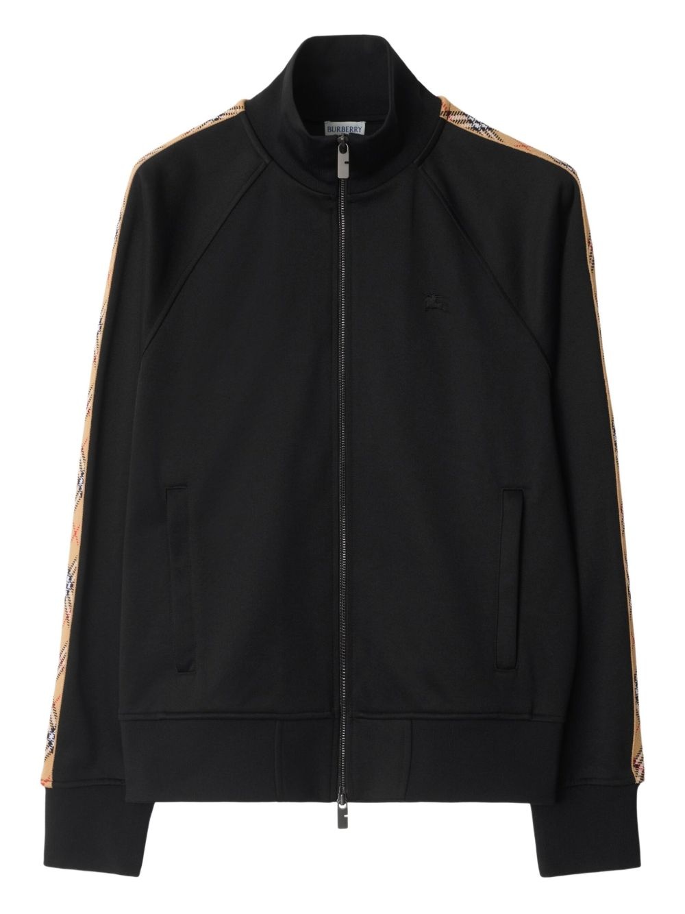 checked-trim sweatshirt - 1