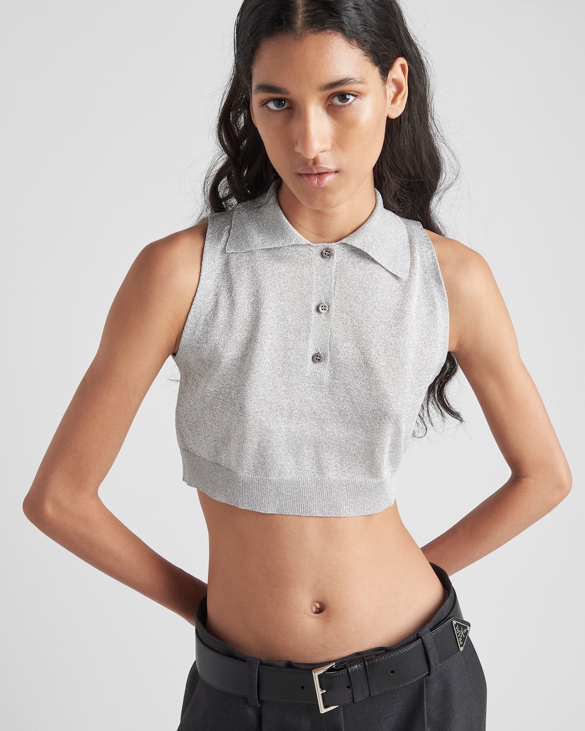 Prada Sleeveless Cropped Top in White