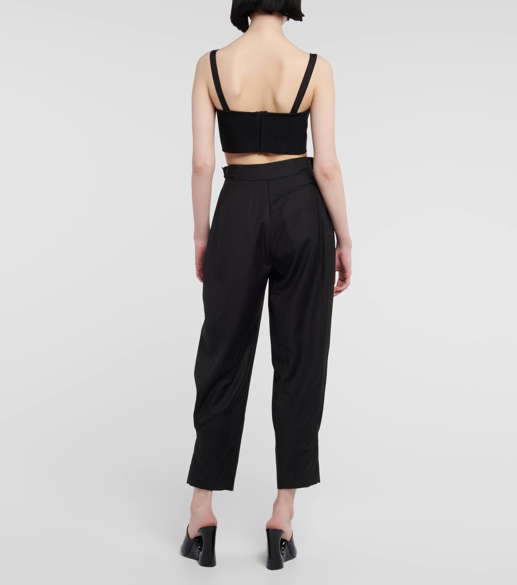 Herringbone tapered wool pants - 3