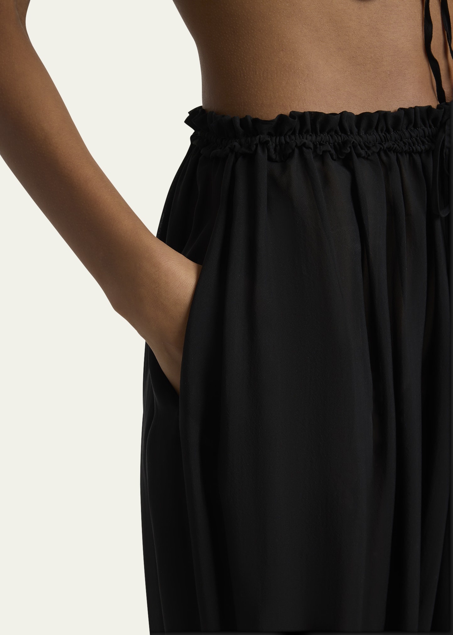 Drawstring Lace-Trim Cropped Pants - 5