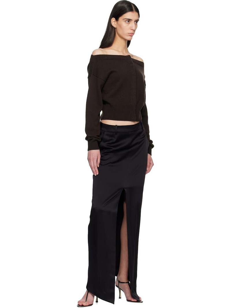 TOM FORD Black Crepe Envers Satin Tailored Maxi Skirt outlook