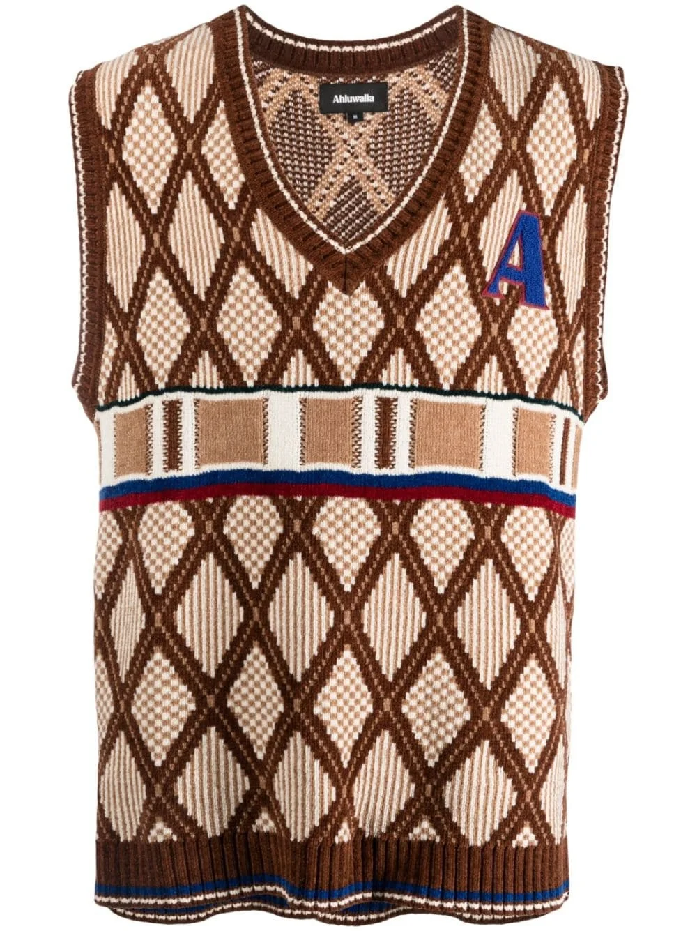geometric-pattern V-neck vest - 1
