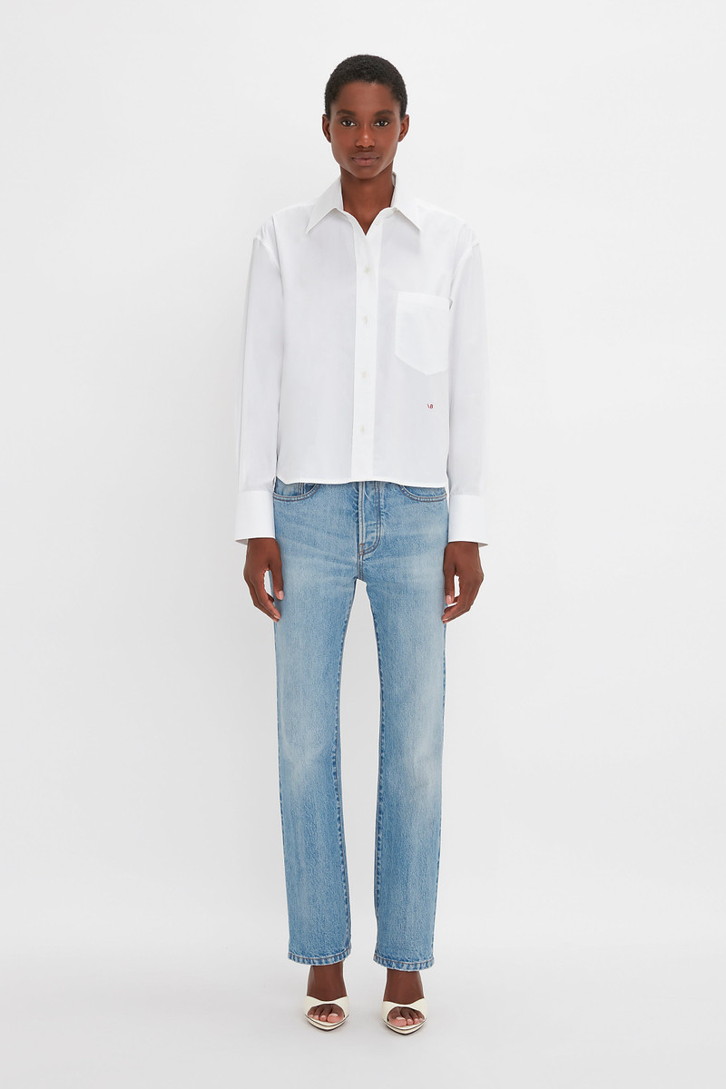 Victoria Beckham Cropped Long Sleeve Shirt In White outlook