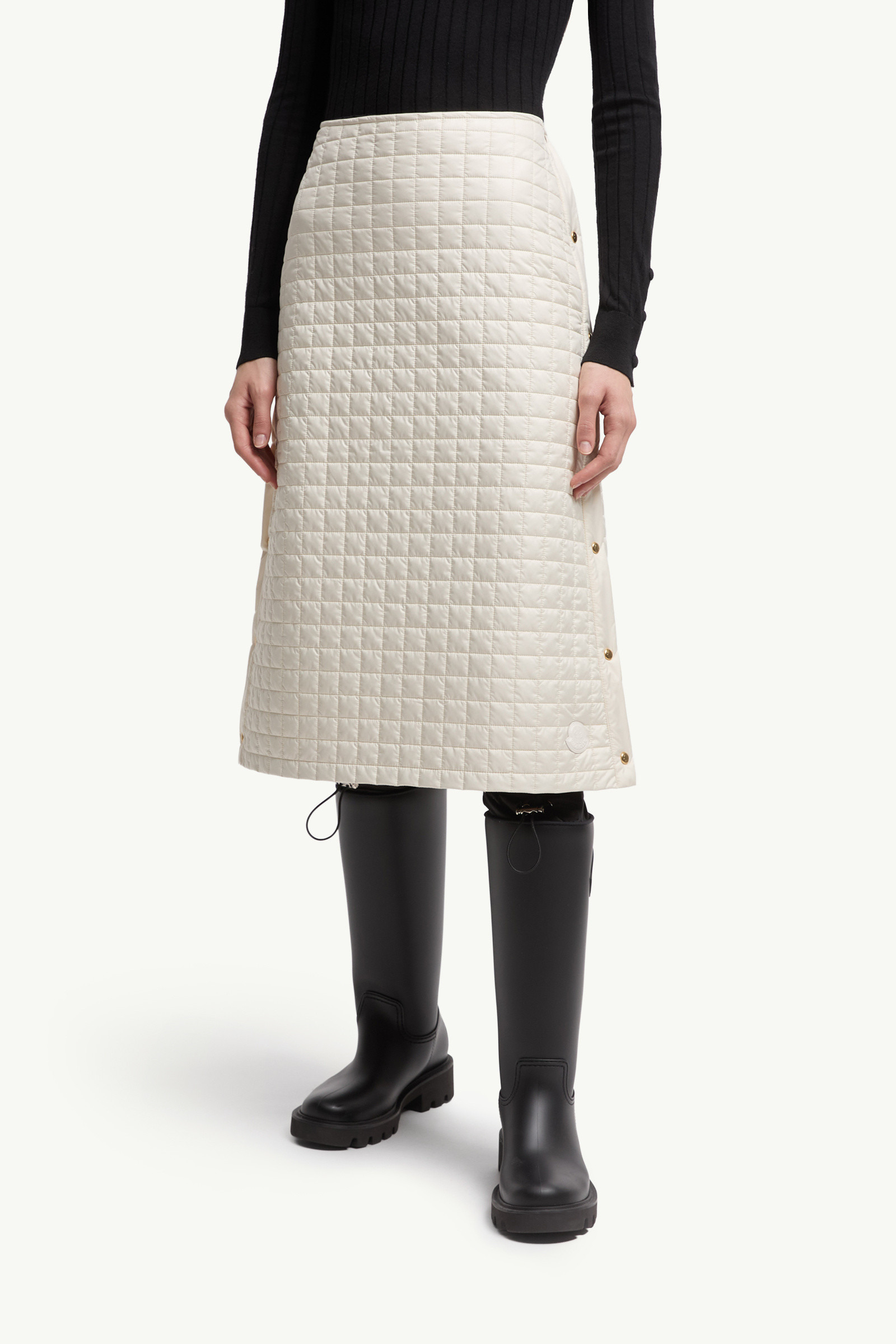 Square-Quilted Padded Midi Skirt - 3