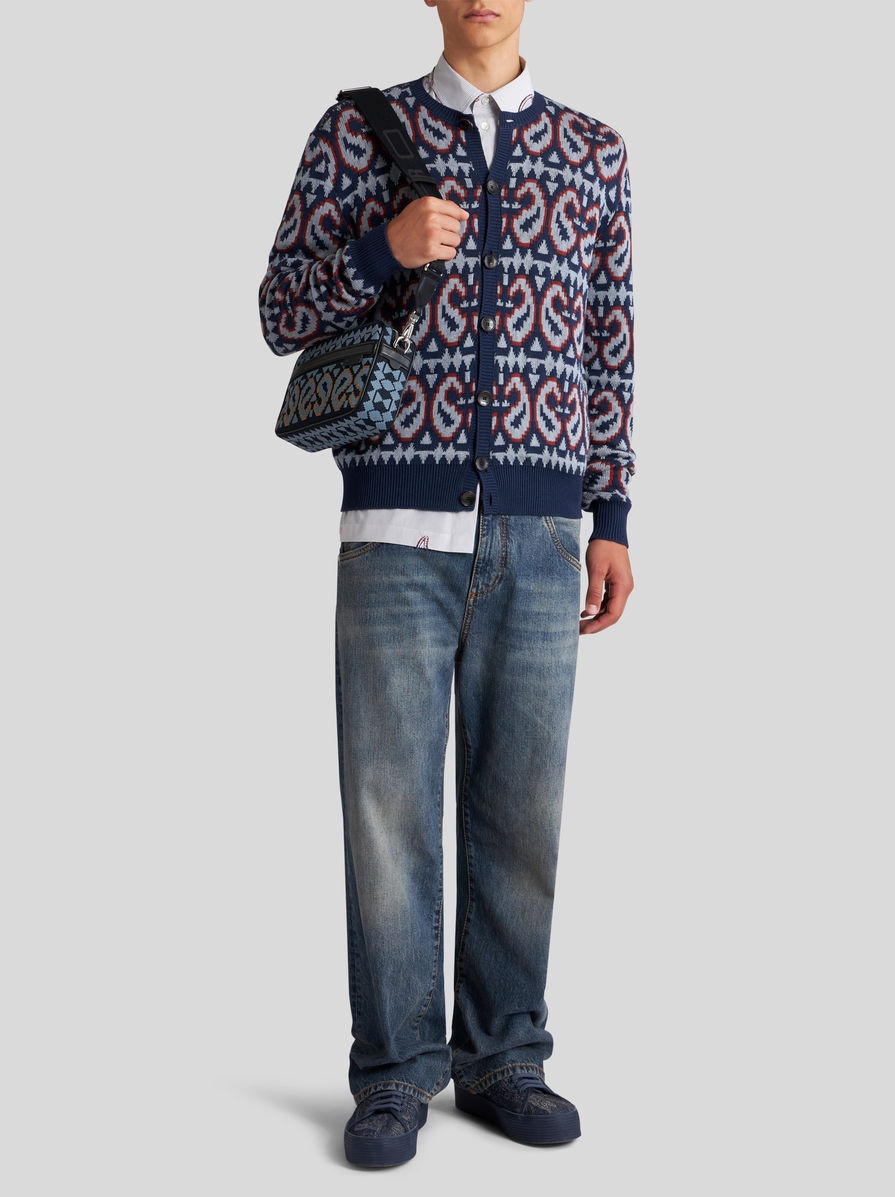 PAISLEY WOOL AND COTTON JACQUARD CARDIGAN - 4