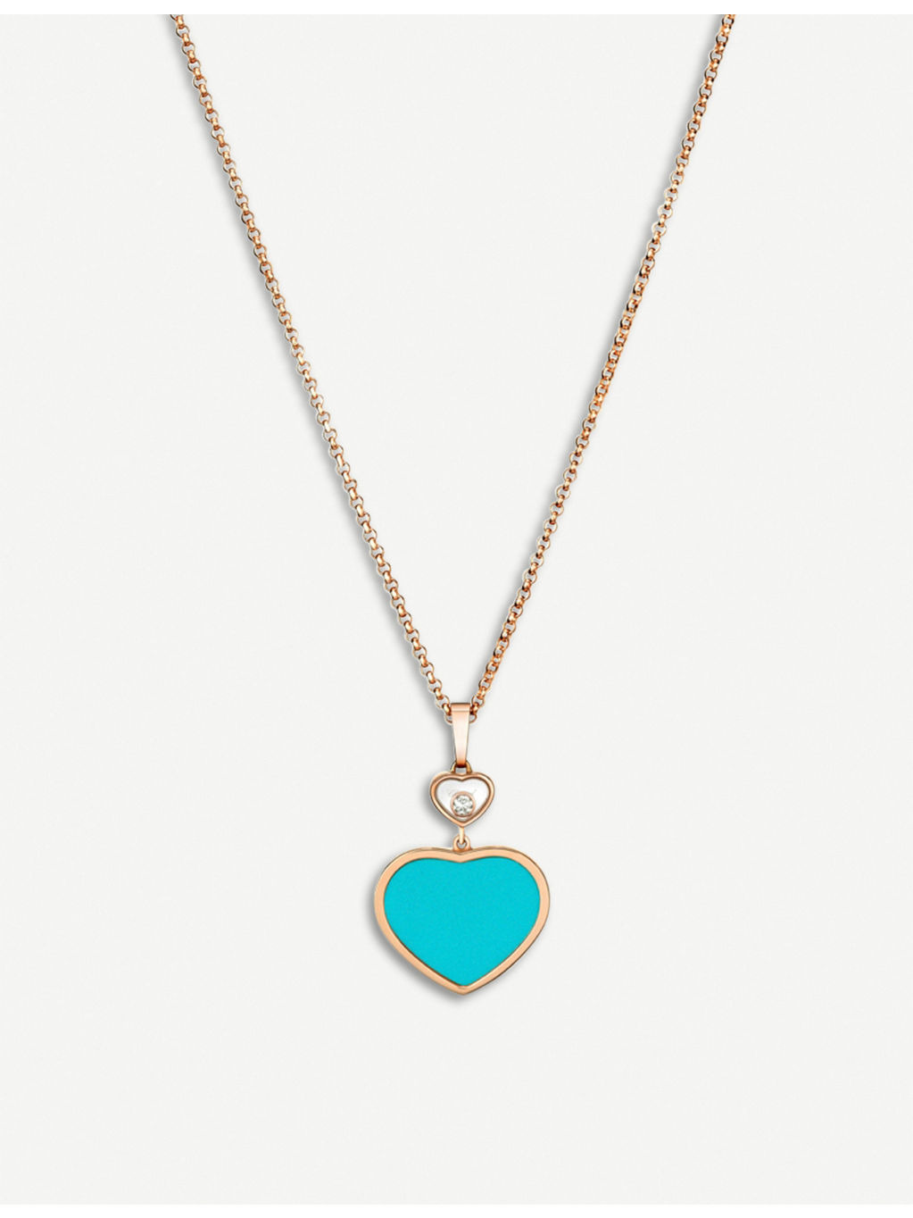 Happy Hearts 18ct rose-gold, diamond and turquoise necklace - 1