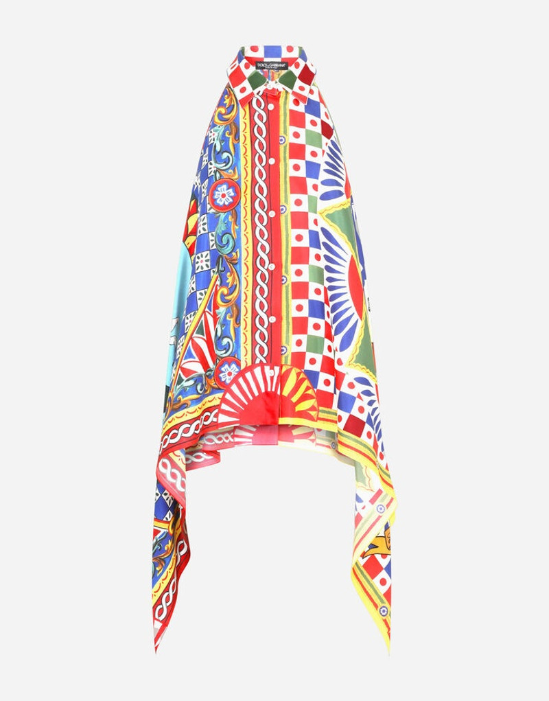 Twill halterneck shirt with Carretto print 3