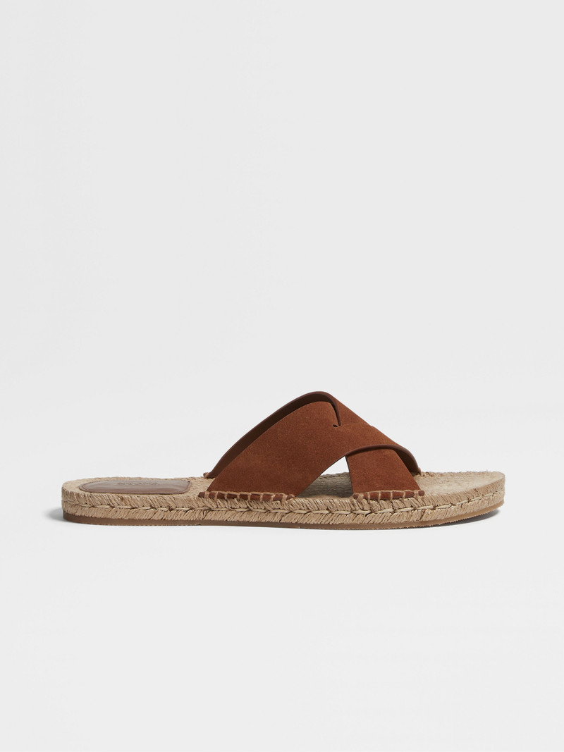 DARK FOLIAGE SUEDE ESPADRILLE SANDALS 1
