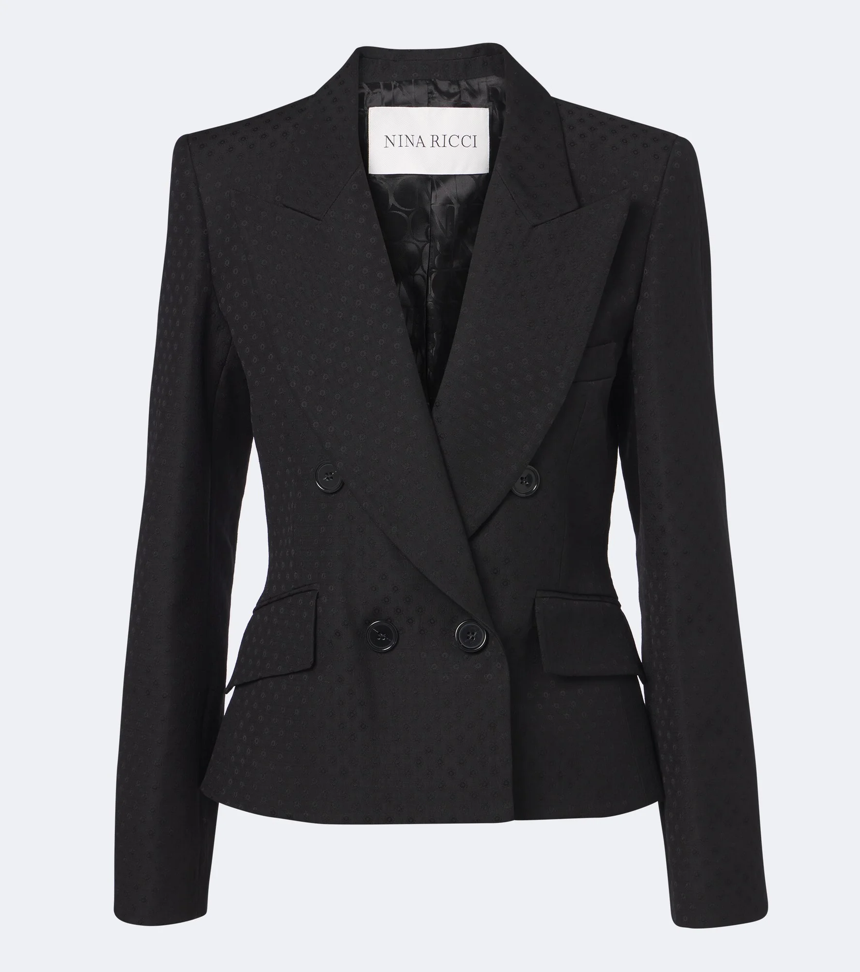Jacquard wool-blend double-breasted blazer - 1