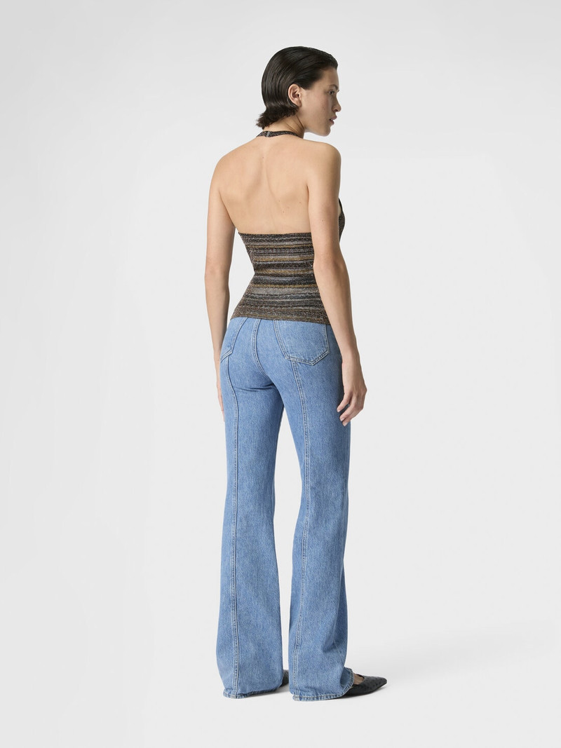 Striped Viscose Lamé Top with Halter Neck 3