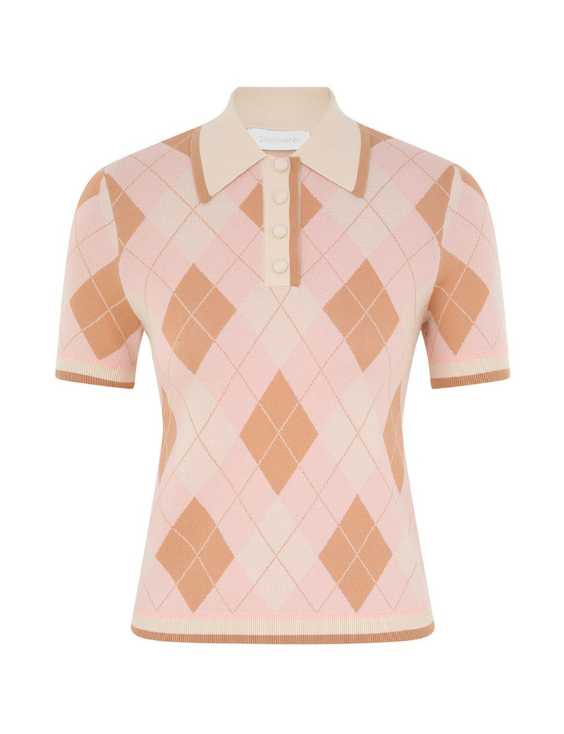 ジェシー24AW M/Shaggy Argyle Knit Polo Zimmermann ACACIA ARGYLE KNIT POLO | REVERSIBLE