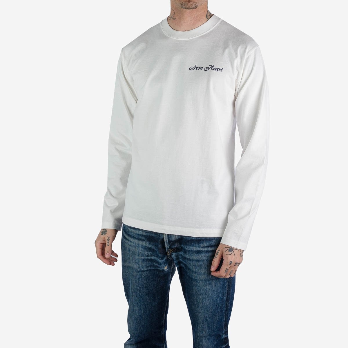 IHTL-2301-WHT 7.5oz Printed Loopwheel Crew Neck Long Sleeved T-Shirt - White - 3