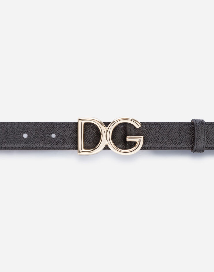 Dauphine calfskin belt with logo - 3