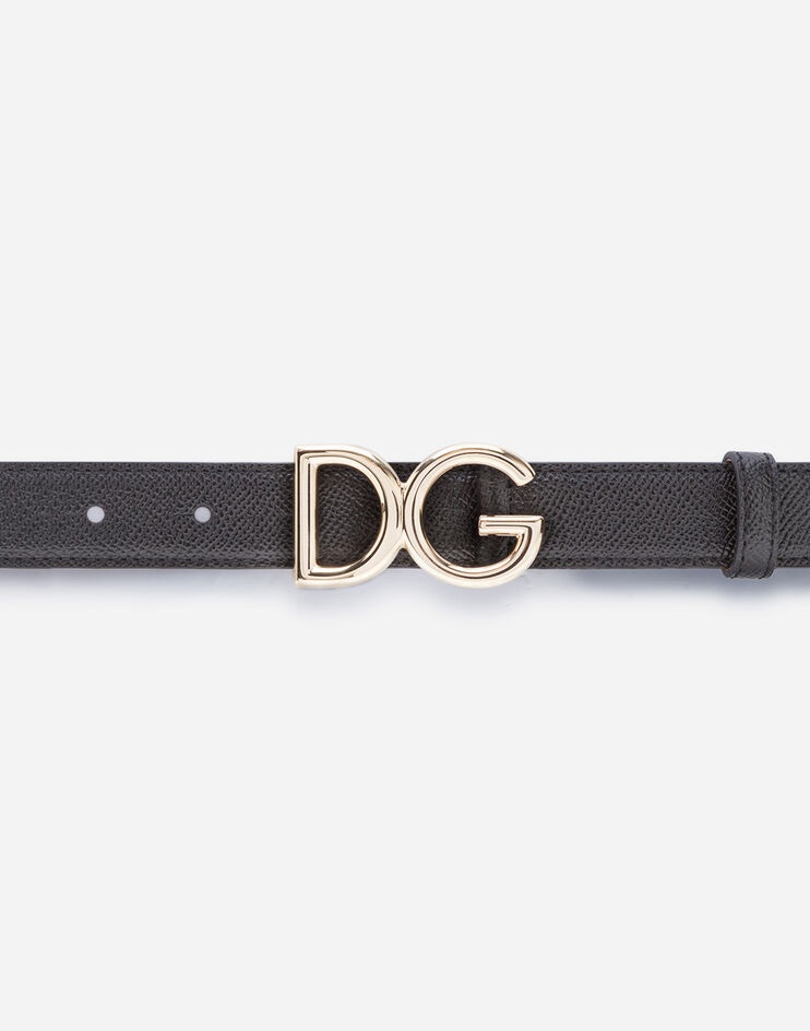 Dauphine calfskin belt with logo - 3