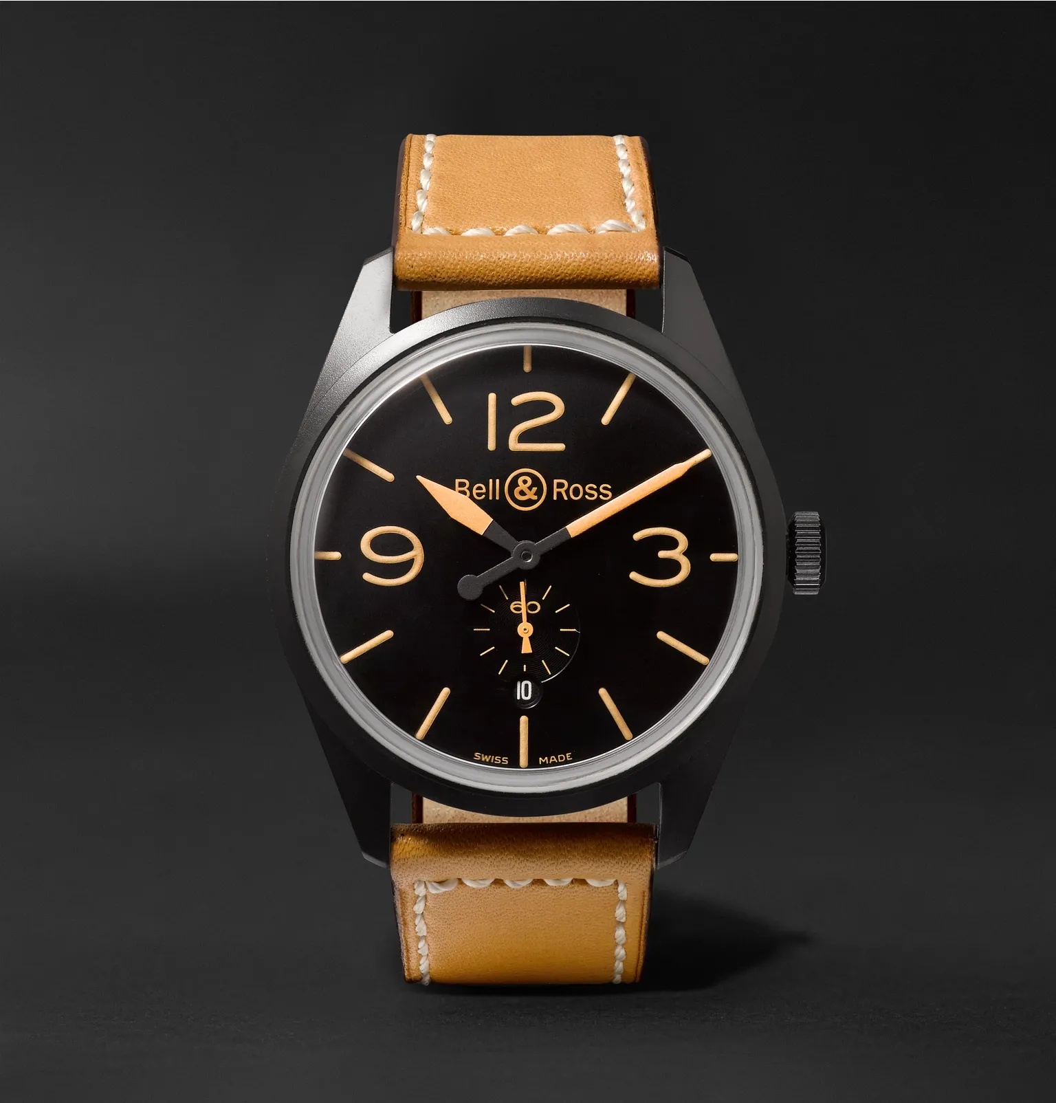 BR 123 Heritage Automatic 41mm PVD-Coated Steel and Leather Watch, Ref. No. BRV123-HERITAGE/2 - 1