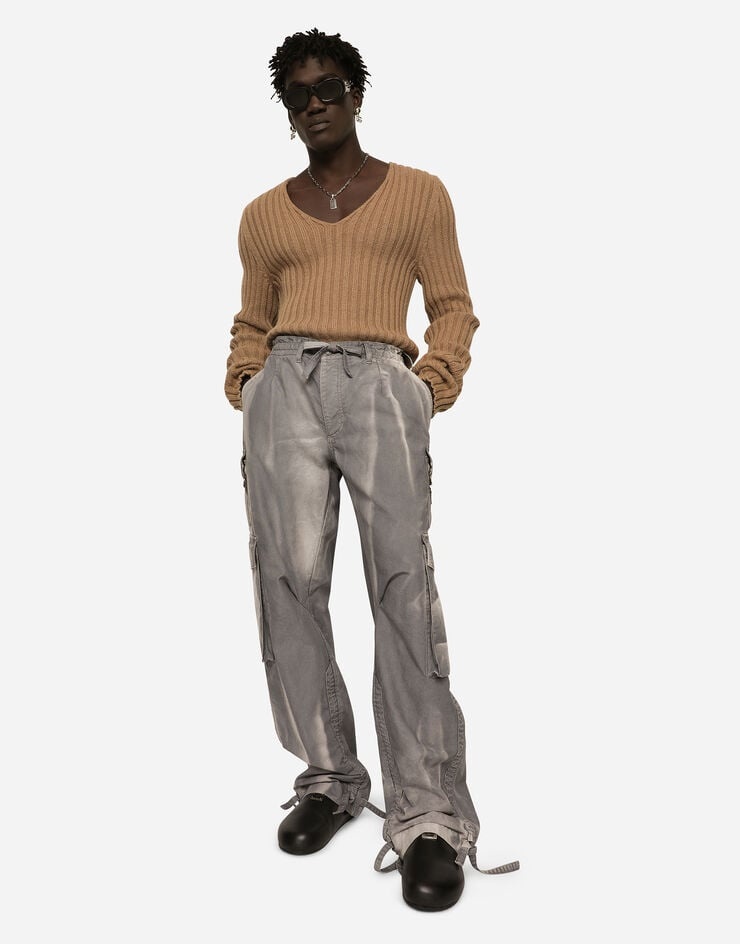 Garment-dyed cotton canvas cargo jogging pants - 5