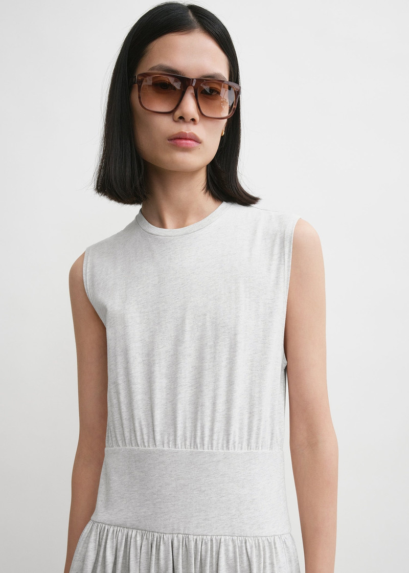 TOTEME Sleeveless cotton tee dress pale grey mlange - 242-WRD1783 |  REVERSIBLE