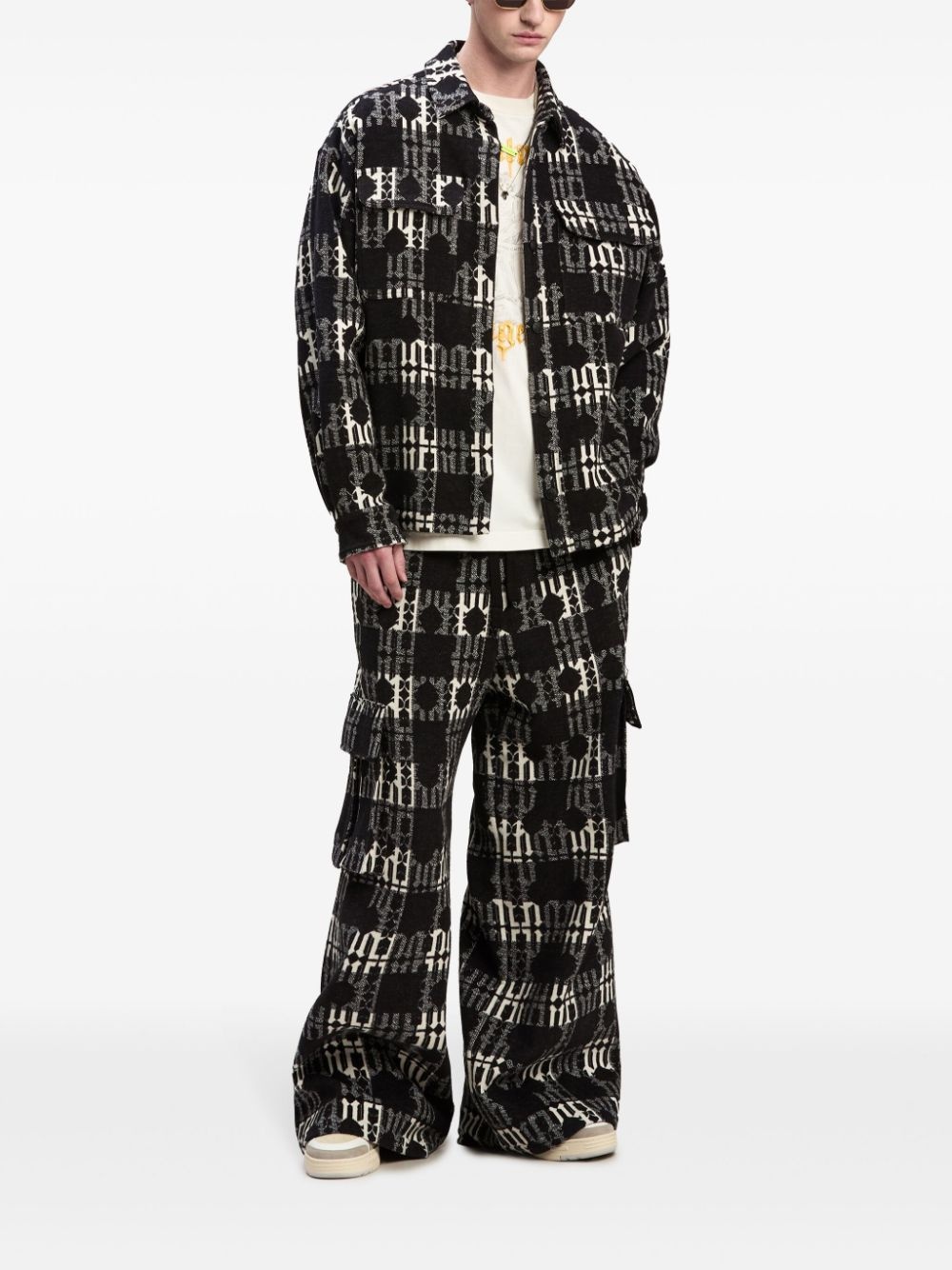 monogram-pattern cotton shirt - 2
