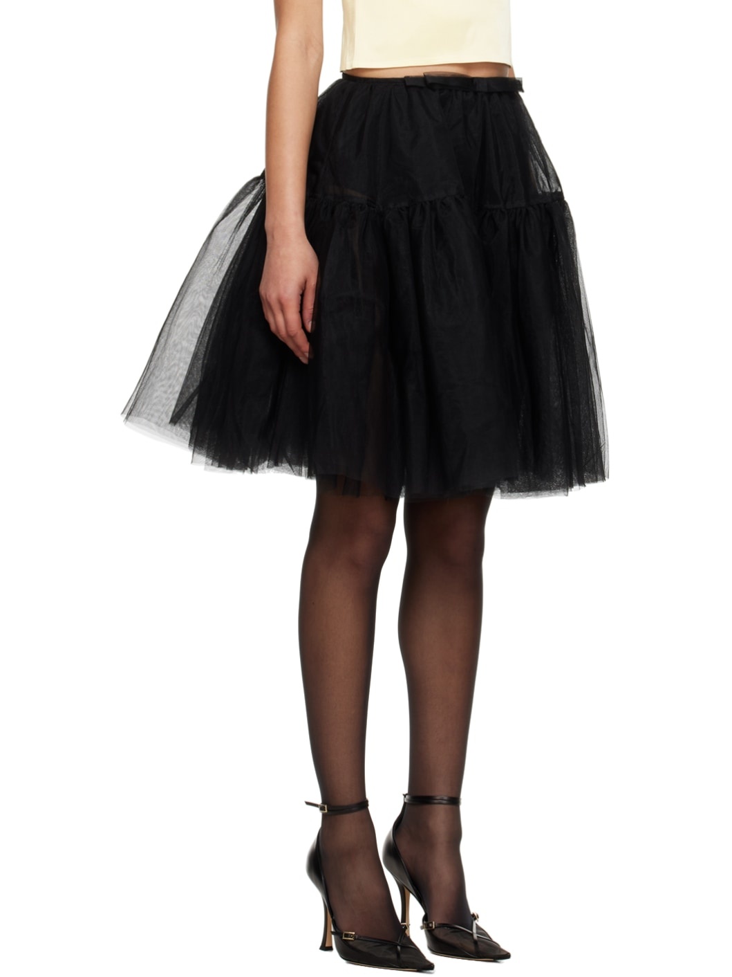 Black Semi-Sheer Midi Skirt - 2