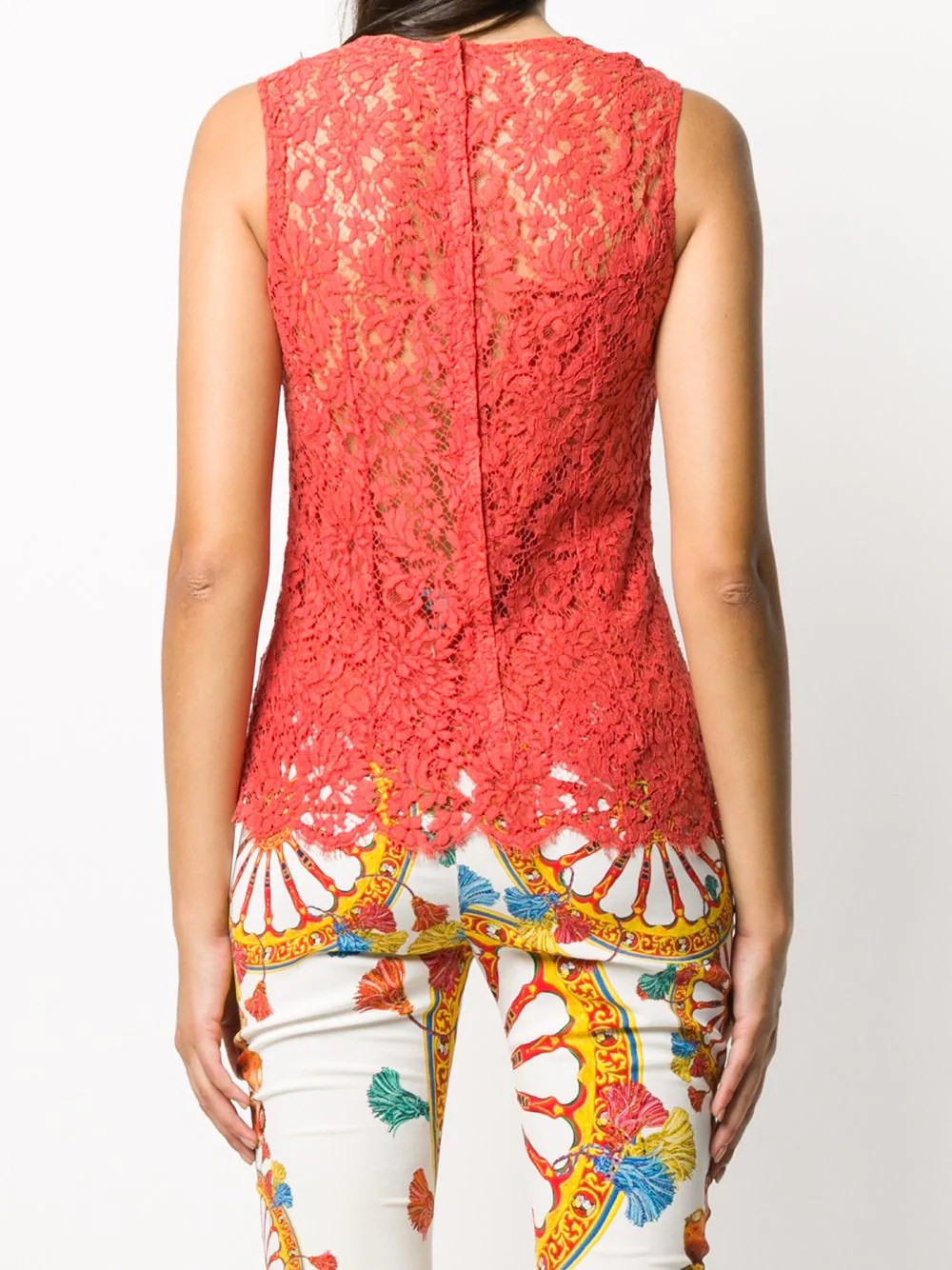 floral lace embroidered sleeveless blouse - 4