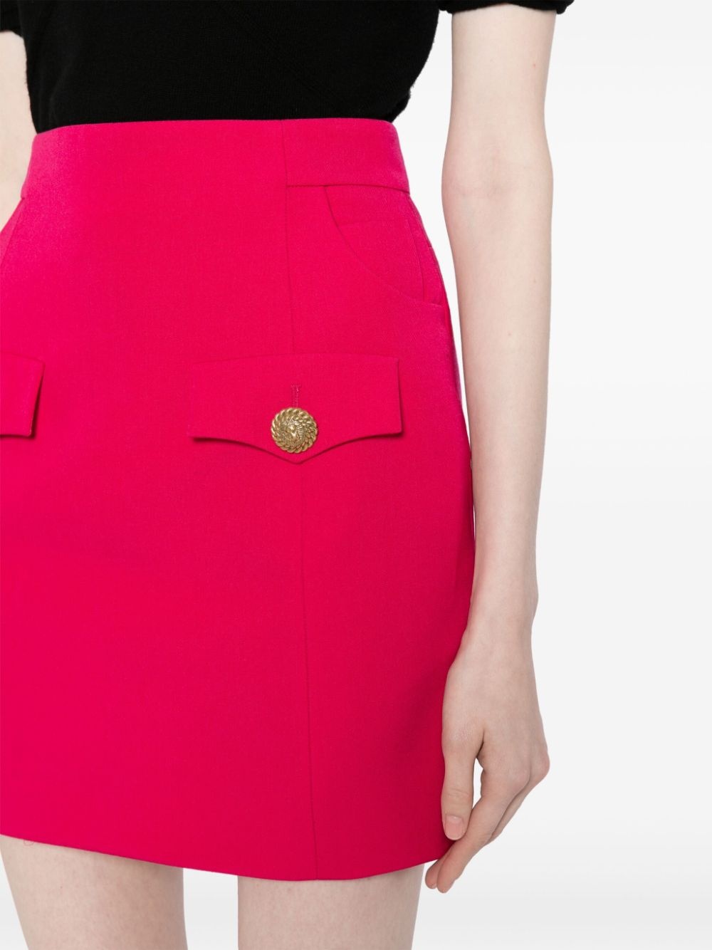button-embellished virgin-wool miniskirt - 5