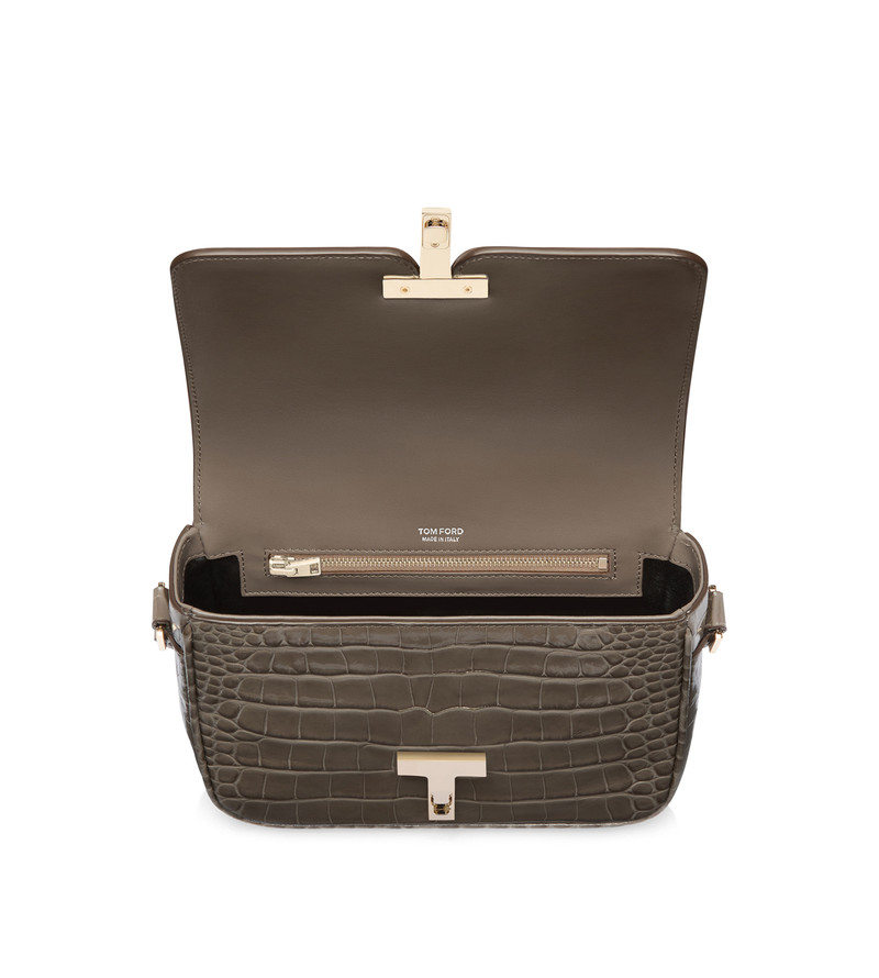 SHINY STAMPED CROCODILE LEATHER WALLIS SMALL SHOULDER BAG 4